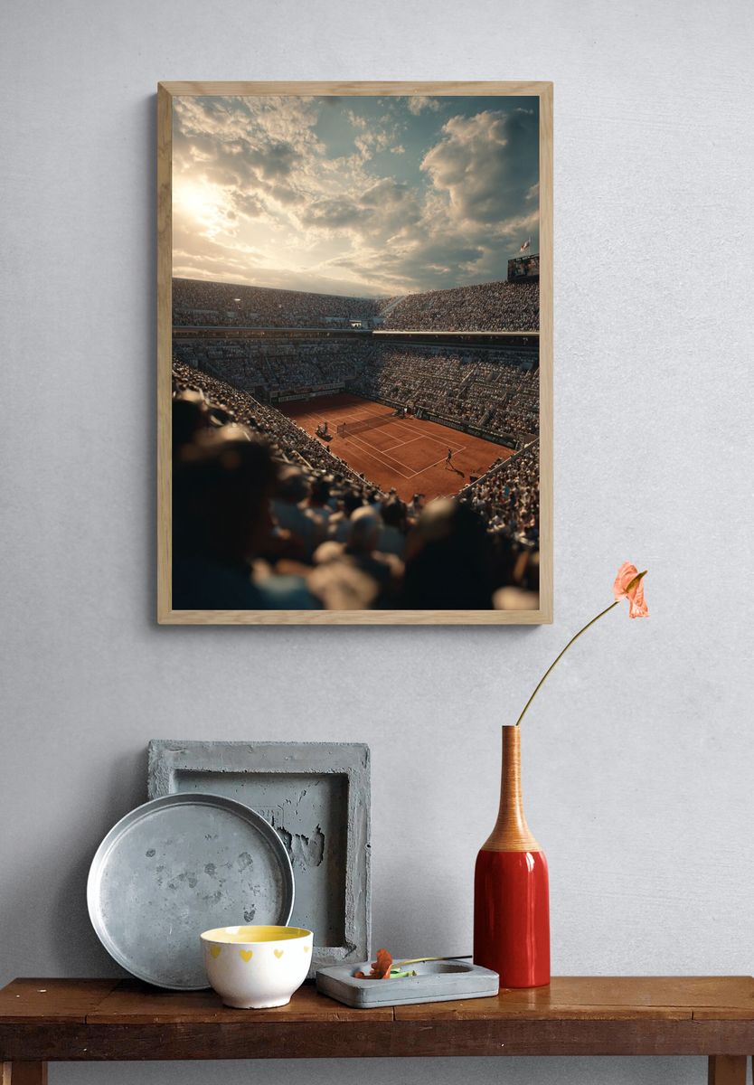 Clay Court Stadium Sunset Poster. — room view 3