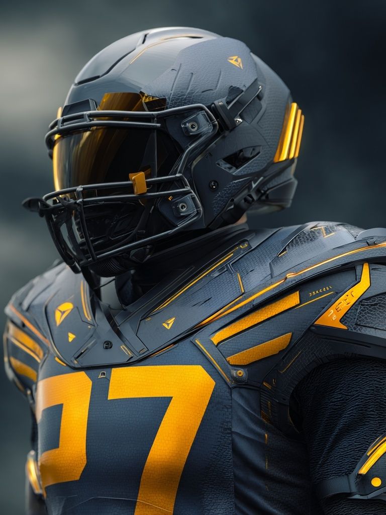 Futuristic Football Player Poster. poster detail
