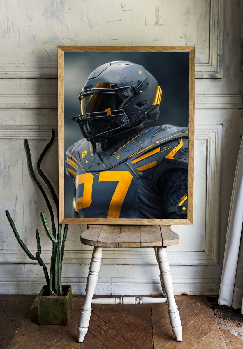 Futuristic Football Player Poster. room preview
