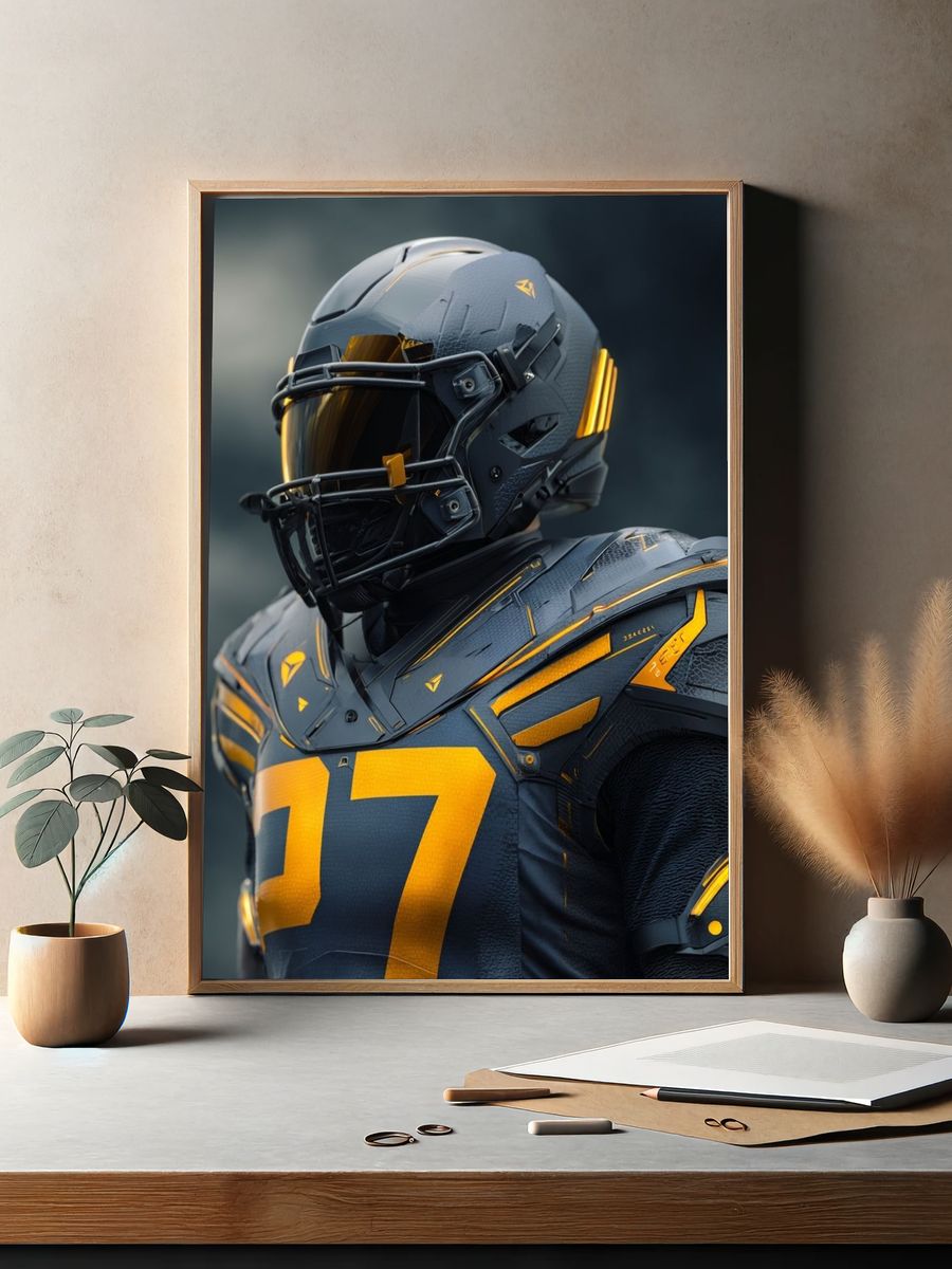 Futuristic Football Player Poster. — room view 2