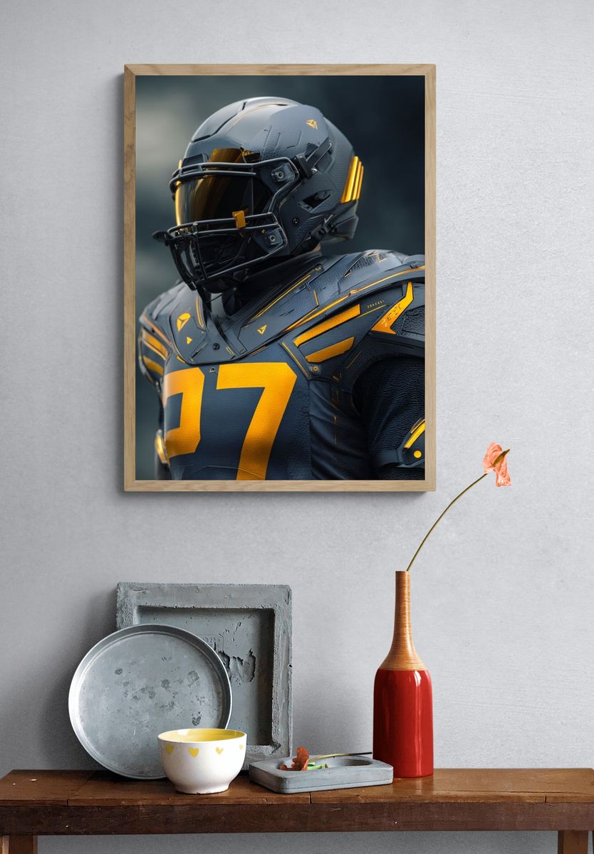 Futuristic Football Player Poster. — room view 3