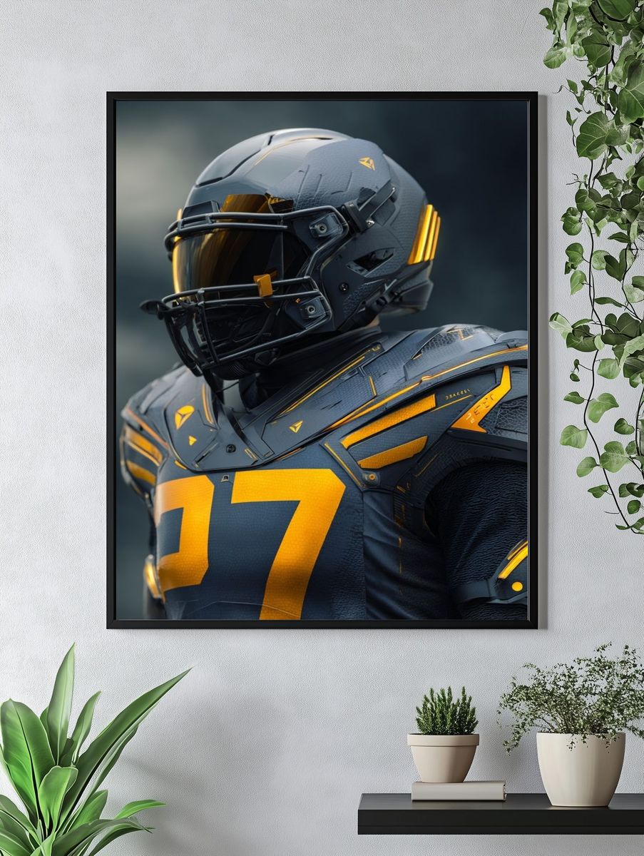 Futuristic Football Player Poster. — room view 4