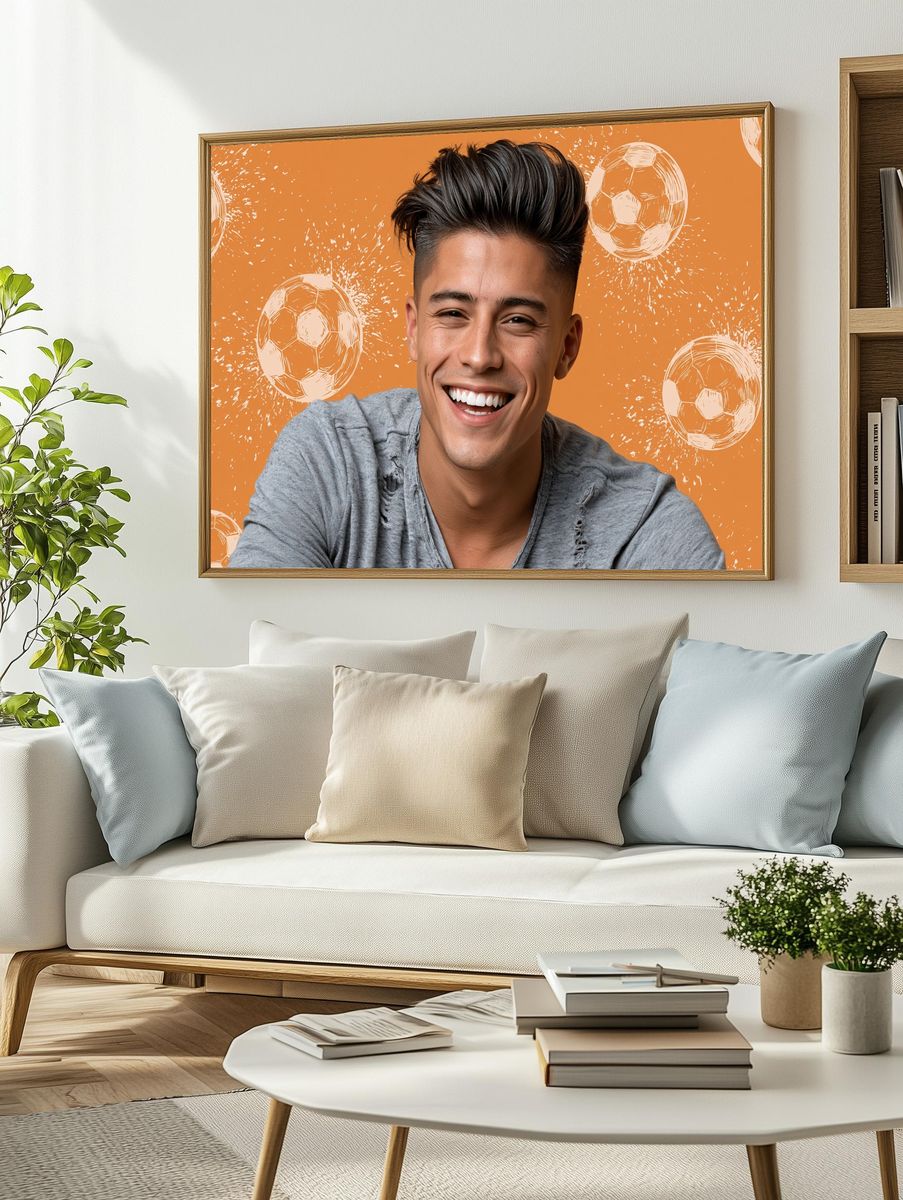 Smiling Soccer Portrait Poster. — room view 2