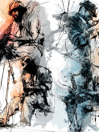 Abstract Hockey Players Print.