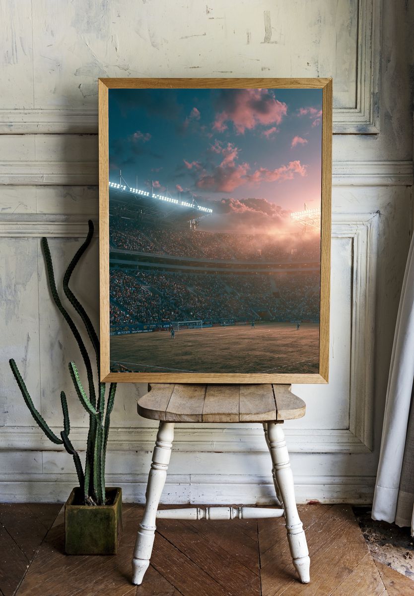 Sunset Stadium Match Photography Poster. — room view 1