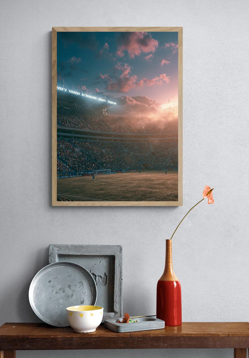Sunset Stadium Match Photography Poster. — room view 3