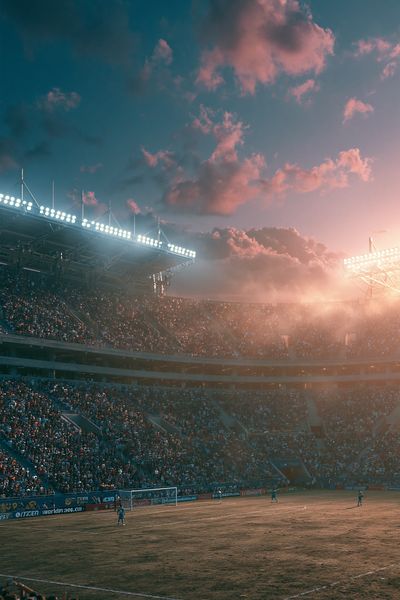 Sunset Stadium Match Photography Poster.