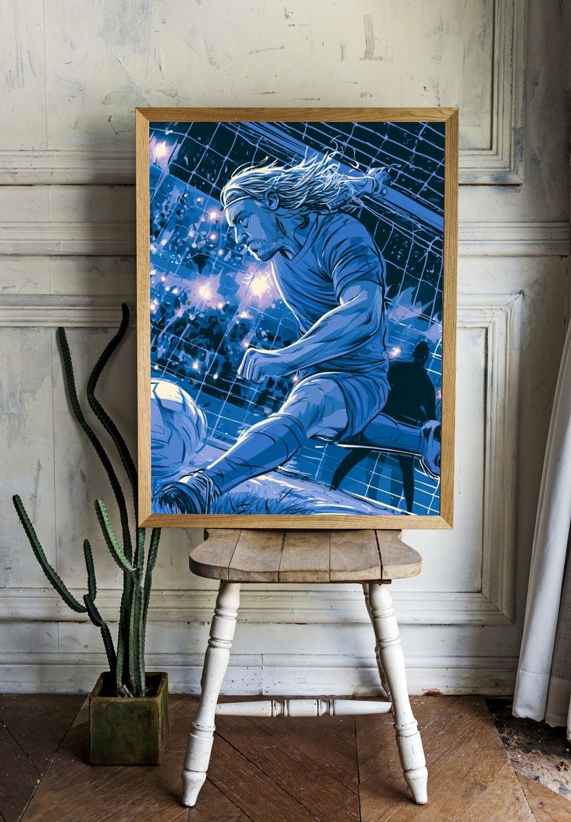 Soccer Striker Action Illustration Poster. room preview