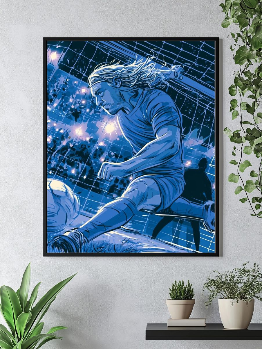 Soccer Striker Action Illustration Poster. — room view 4