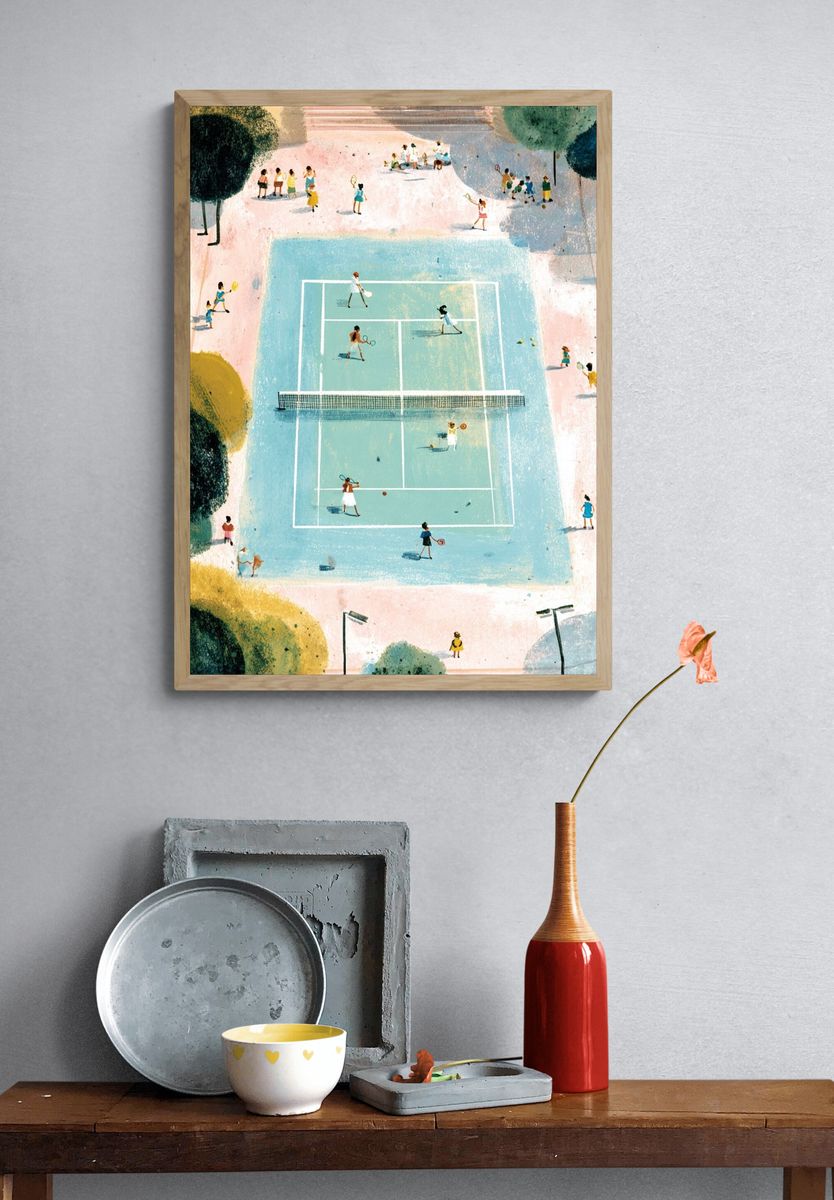 Tennis Court Watercolor Poster. — room view 3