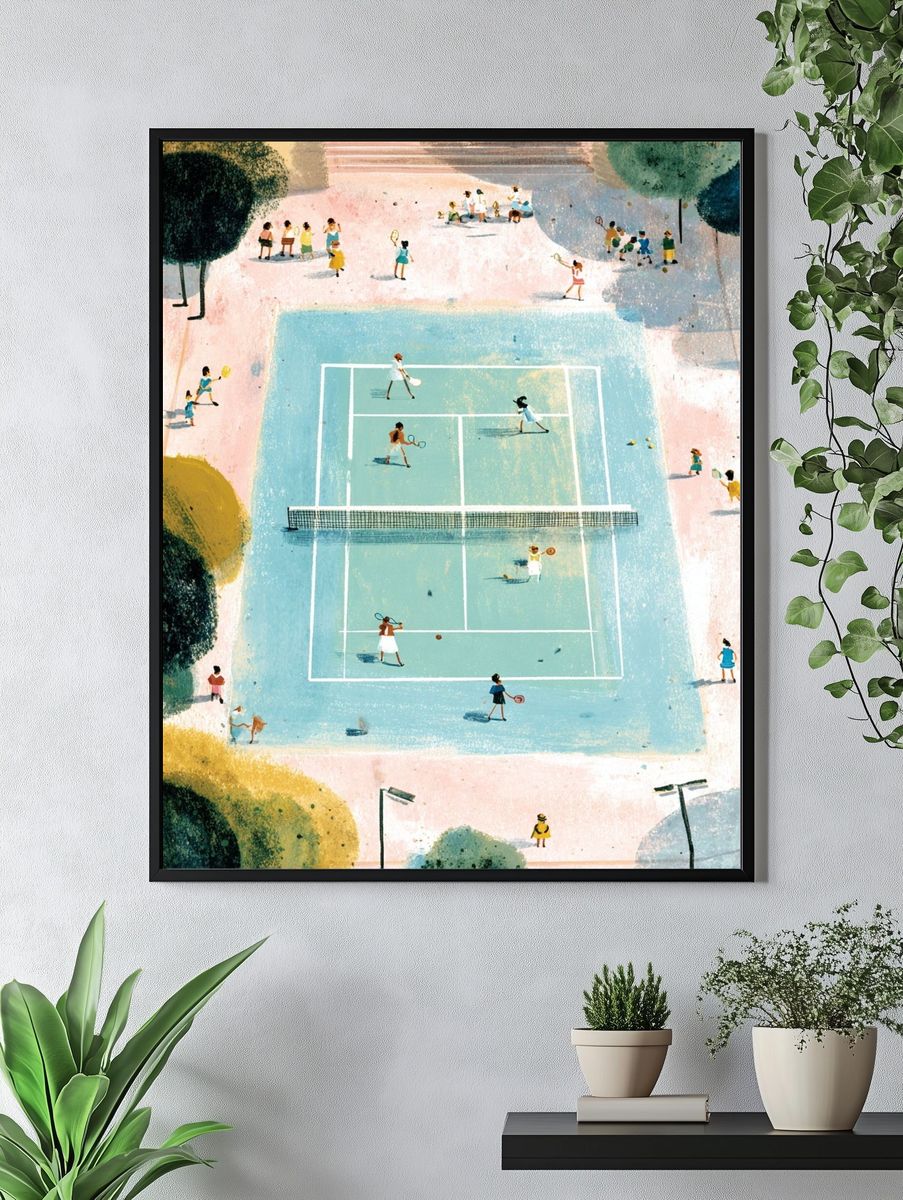 Tennis Court Watercolor Poster. — room view 4