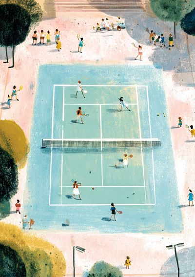 Tennis Court Watercolor Poster. poster
