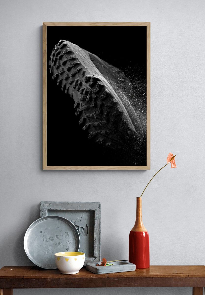 Trail Running Shoe Black-White Poster. — room view 3