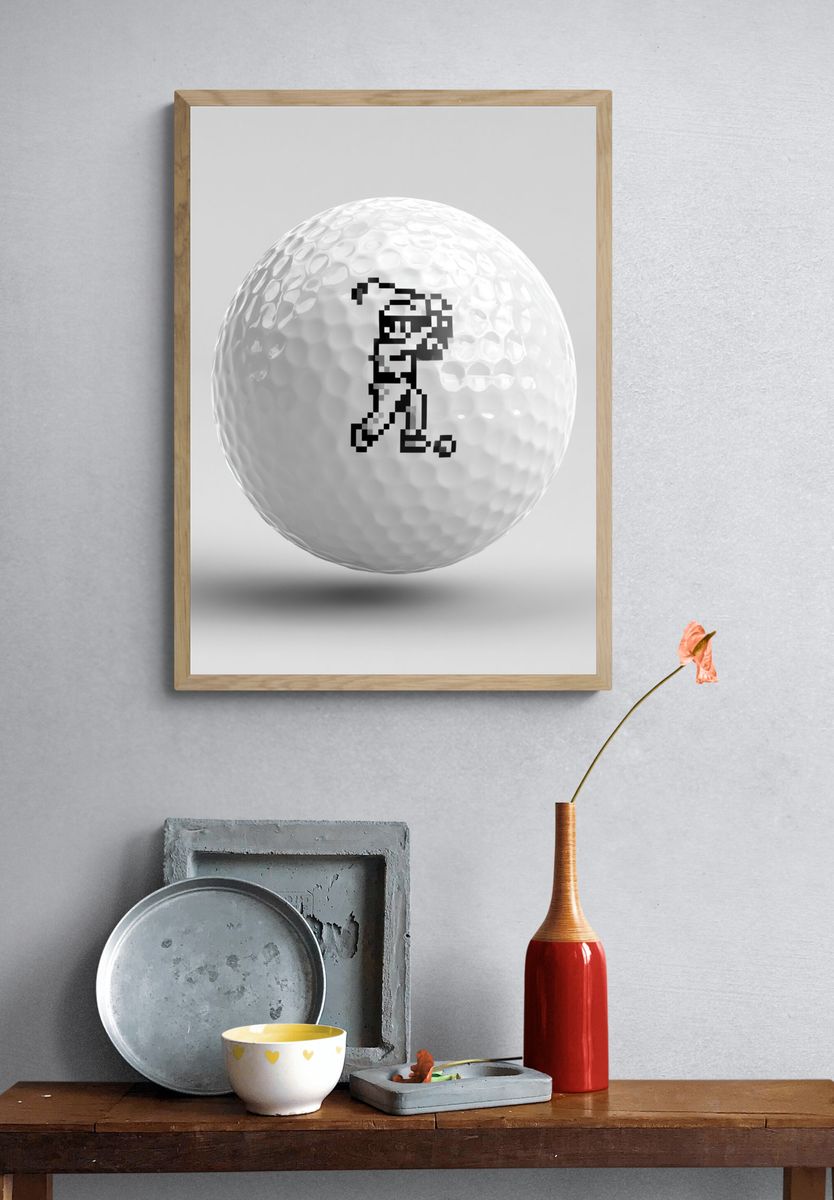 Pixel Golf Ball Poster. — room view 3