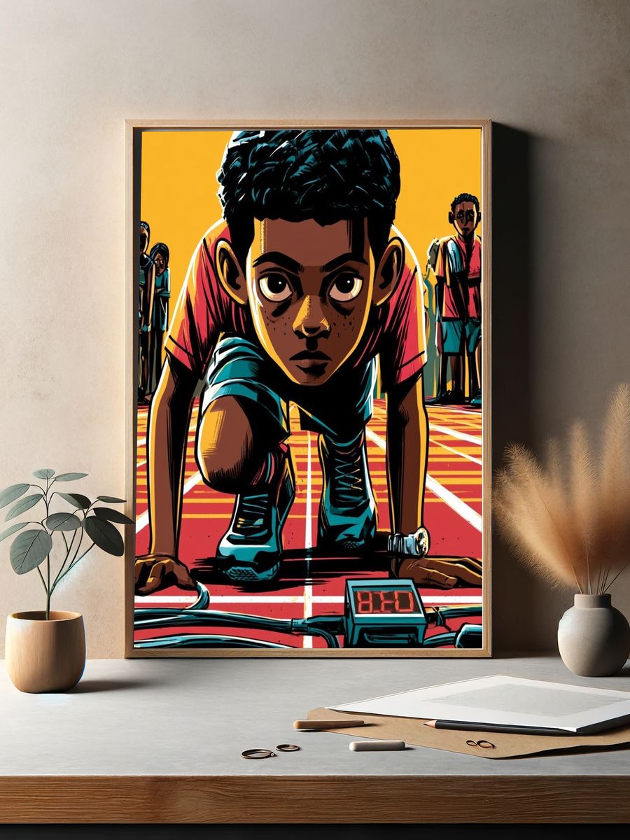 Sprinter Start Line Illustration Poster. — room view 2