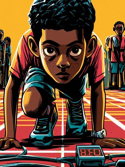 Sprinter Start Line Illustration Poster.