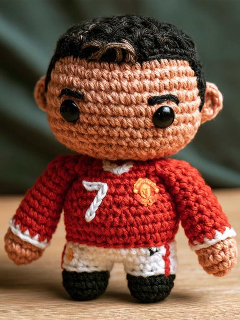Crocheted Football Doll Photography Poster. poster detail
