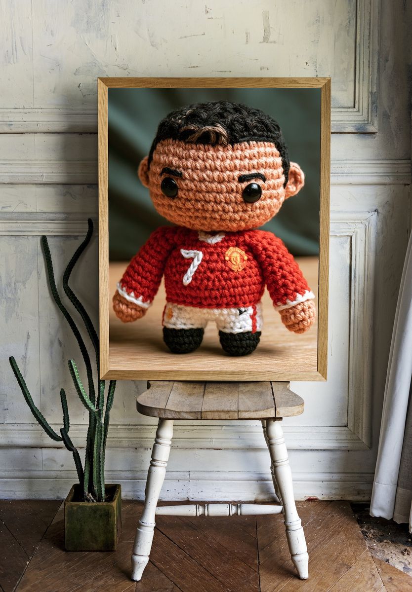 Crocheted Football Doll Photography Poster. room preview