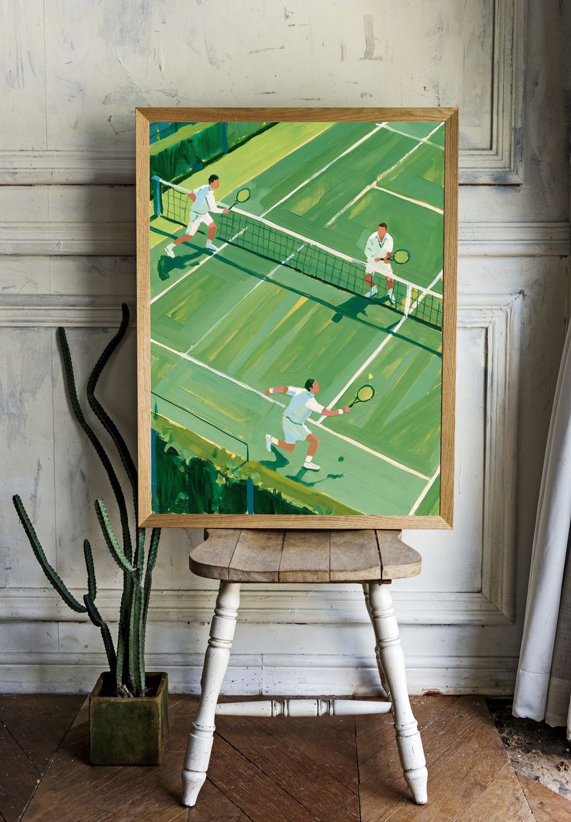 Tennis Match Illustration Poster. — room view 1