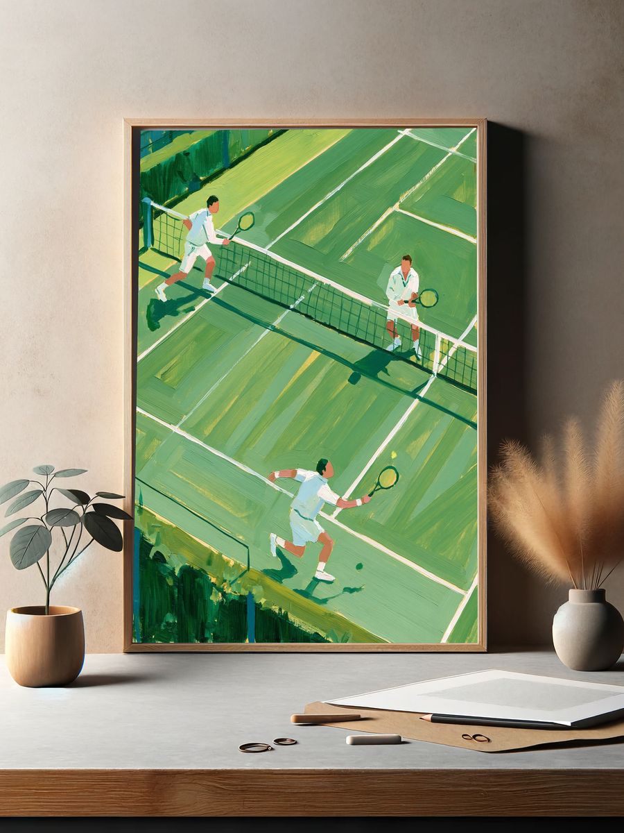 Tennis Match Illustration Poster. — room view 2