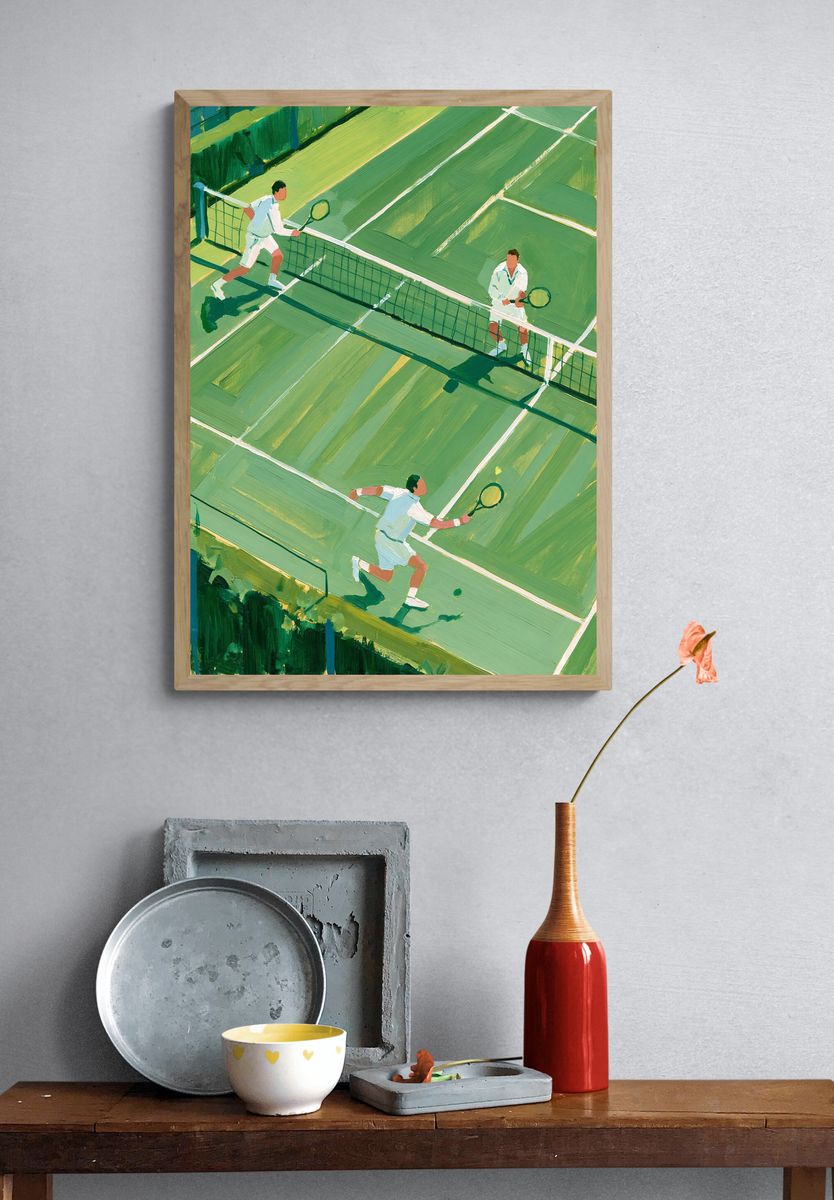 Tennis Match Illustration Poster. — room view 3
