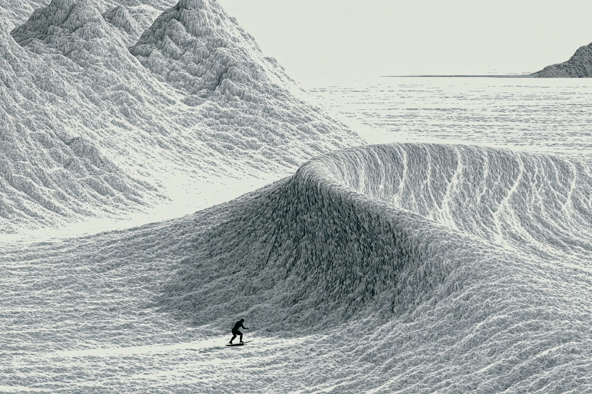 Snowboarder in Frozen Mountains Poster. poster detail