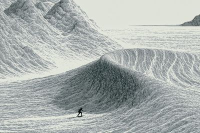 Snowboarder in Frozen Mountains Poster. poster