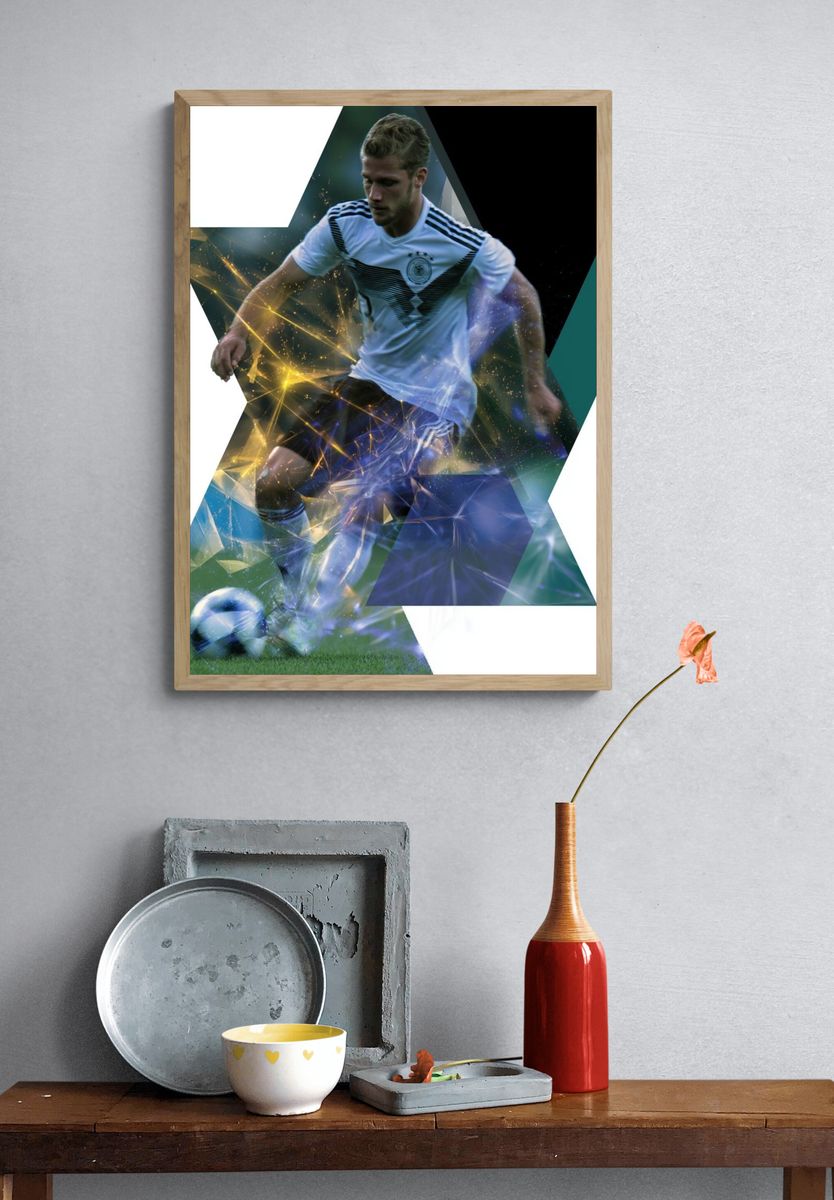 Dynamic Soccer Player Illustration Poster. — room view 3