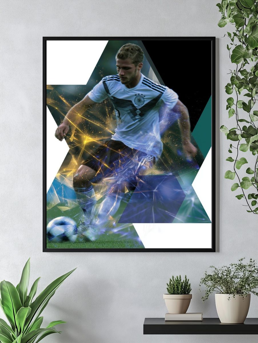 Dynamic Soccer Player Illustration Poster. — room view 4
