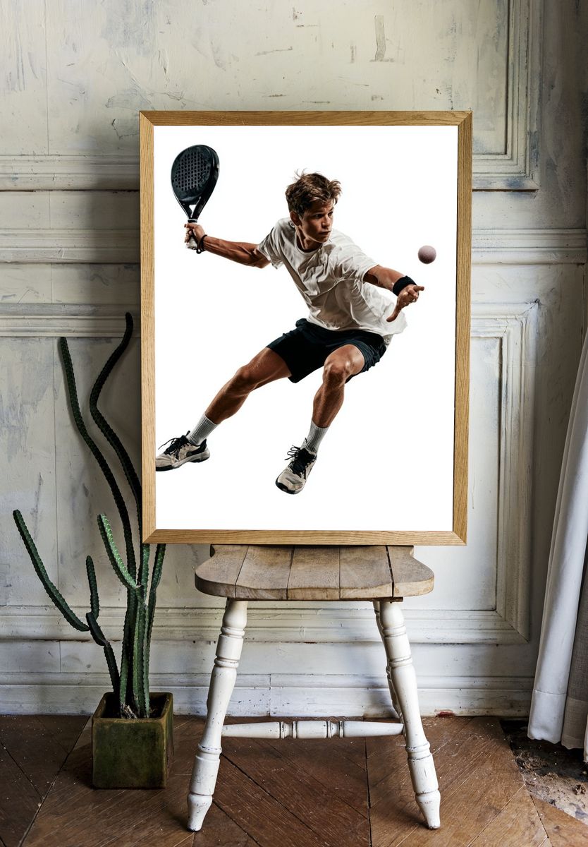 Padel Player Action Poster. — room view 1