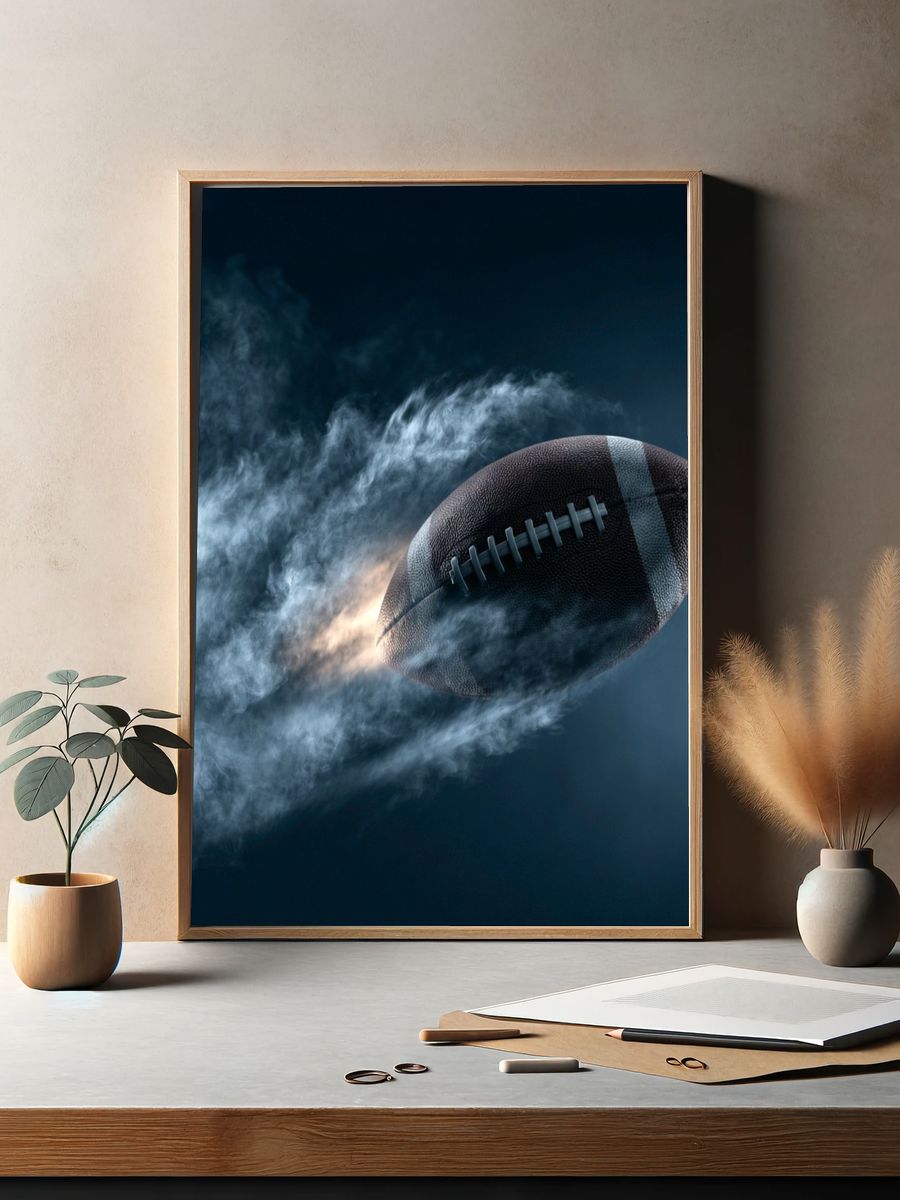Football in Motion Photography Poster. — room view 2