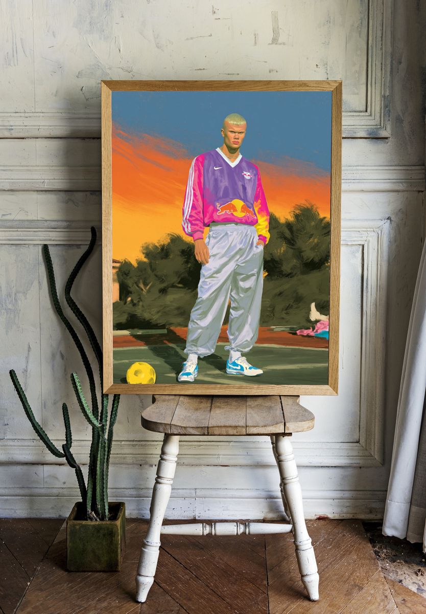 Soccer Player Sunset Illustration Poster. — room view 1