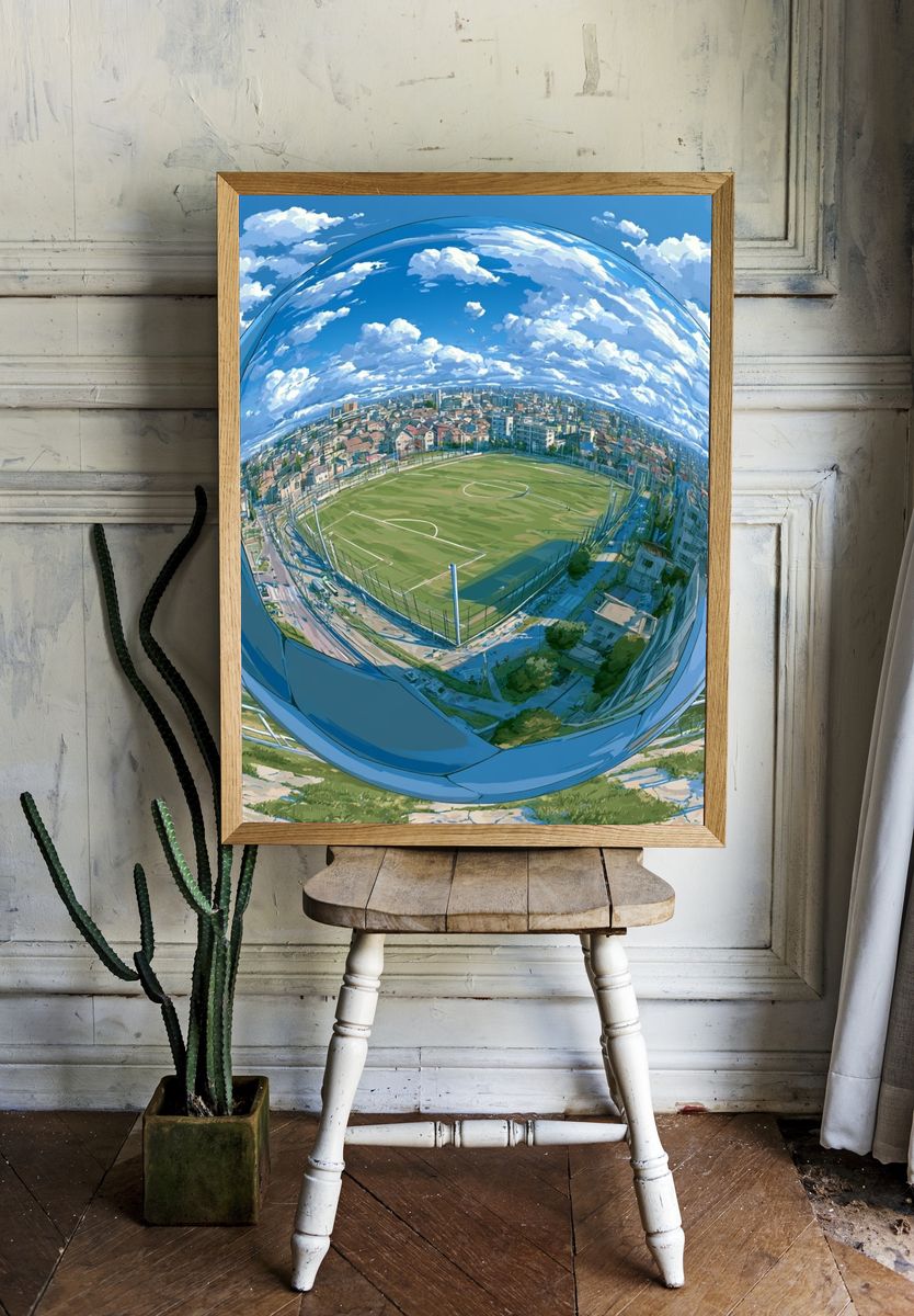 Soccer Field in Glass Sphere Illustration Poster. room preview