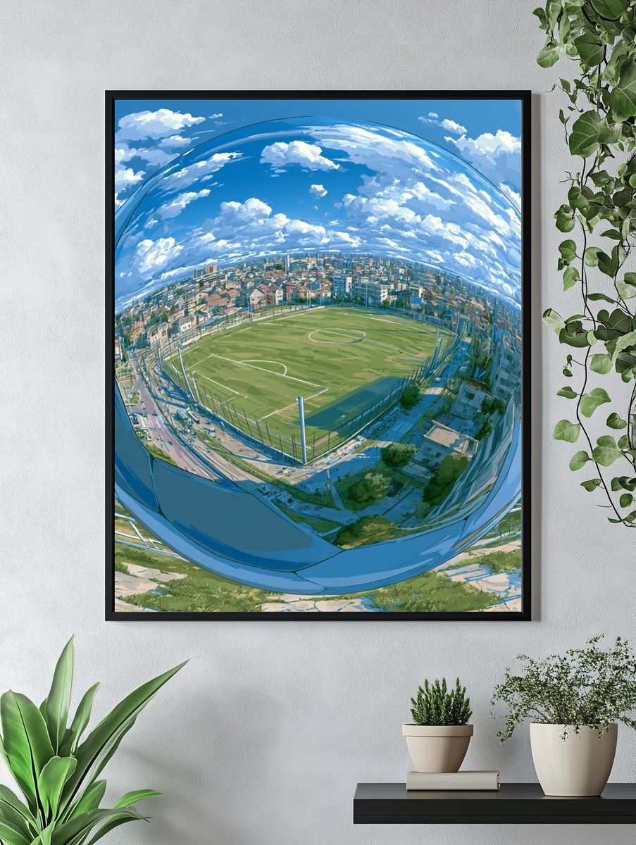 Soccer Field in Glass Sphere Illustration Poster. — room view 4