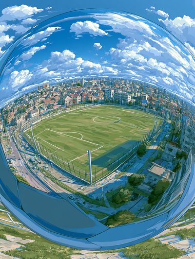 Soccer Field in Glass Sphere Illustration Poster. poster