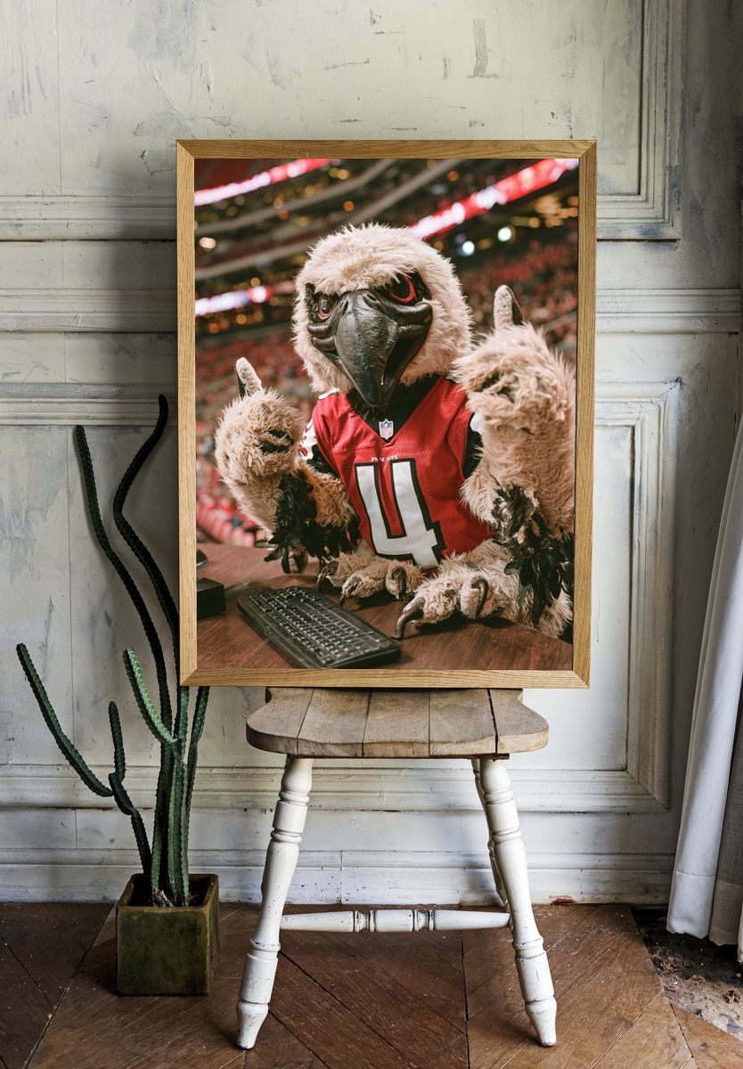 Falcon Mascot Stadium Portrait Poster. room preview