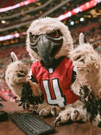 Falcon Mascot Stadium Portrait Poster.