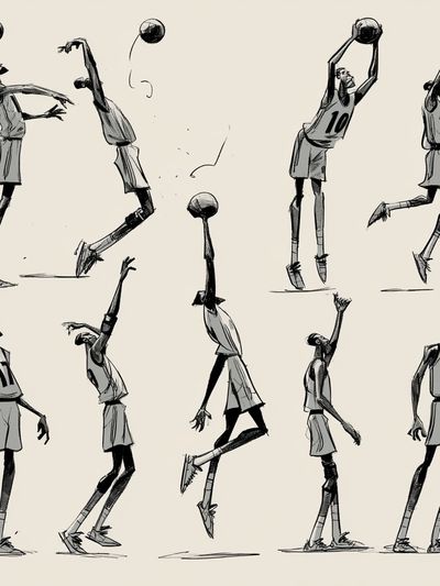 Basketball Figure Study Illustration Print.