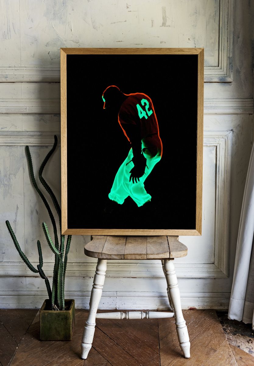 Neon Basketball Player Poster. room preview