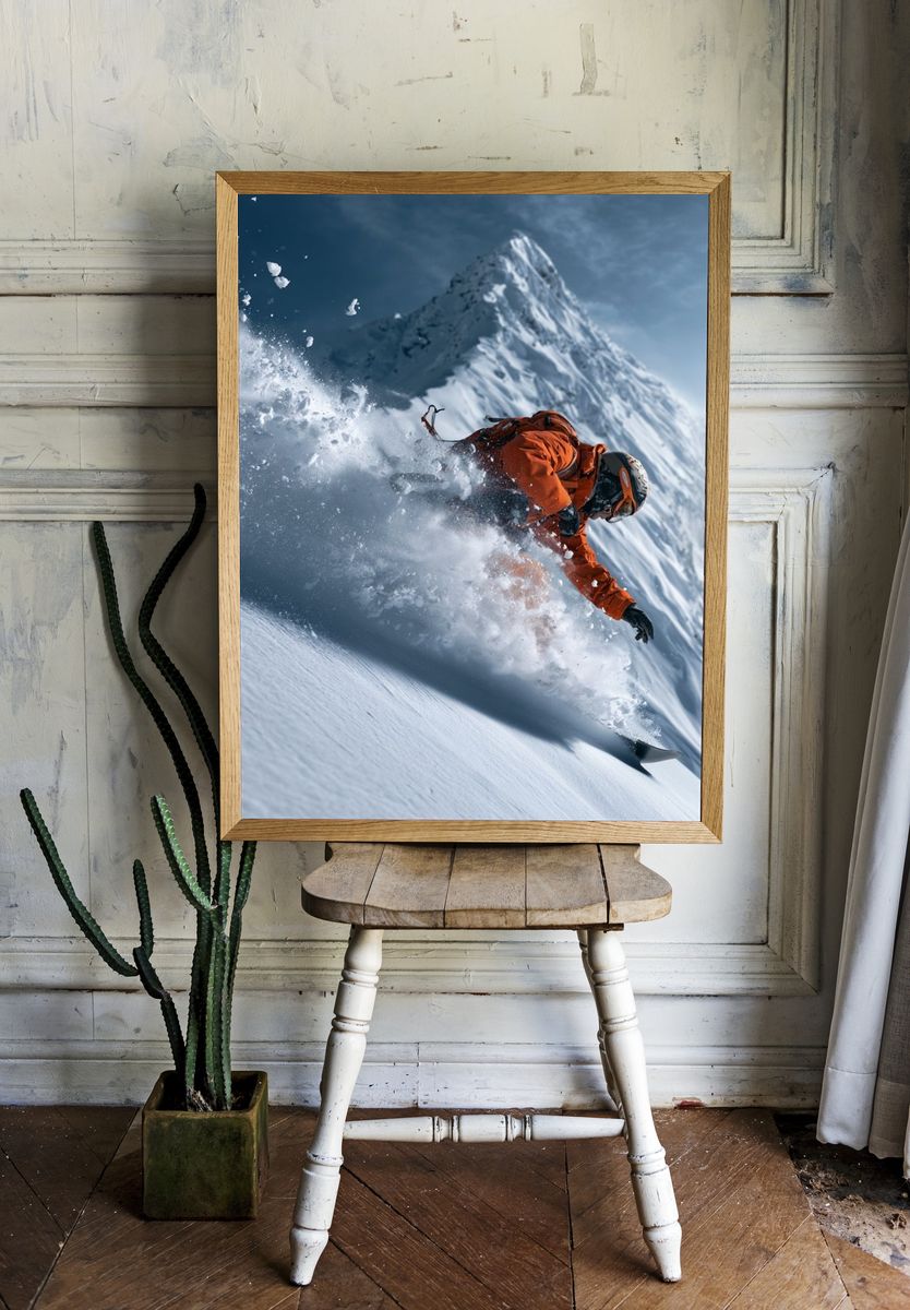 Powder Snowboarder Action Poster. — room view 1