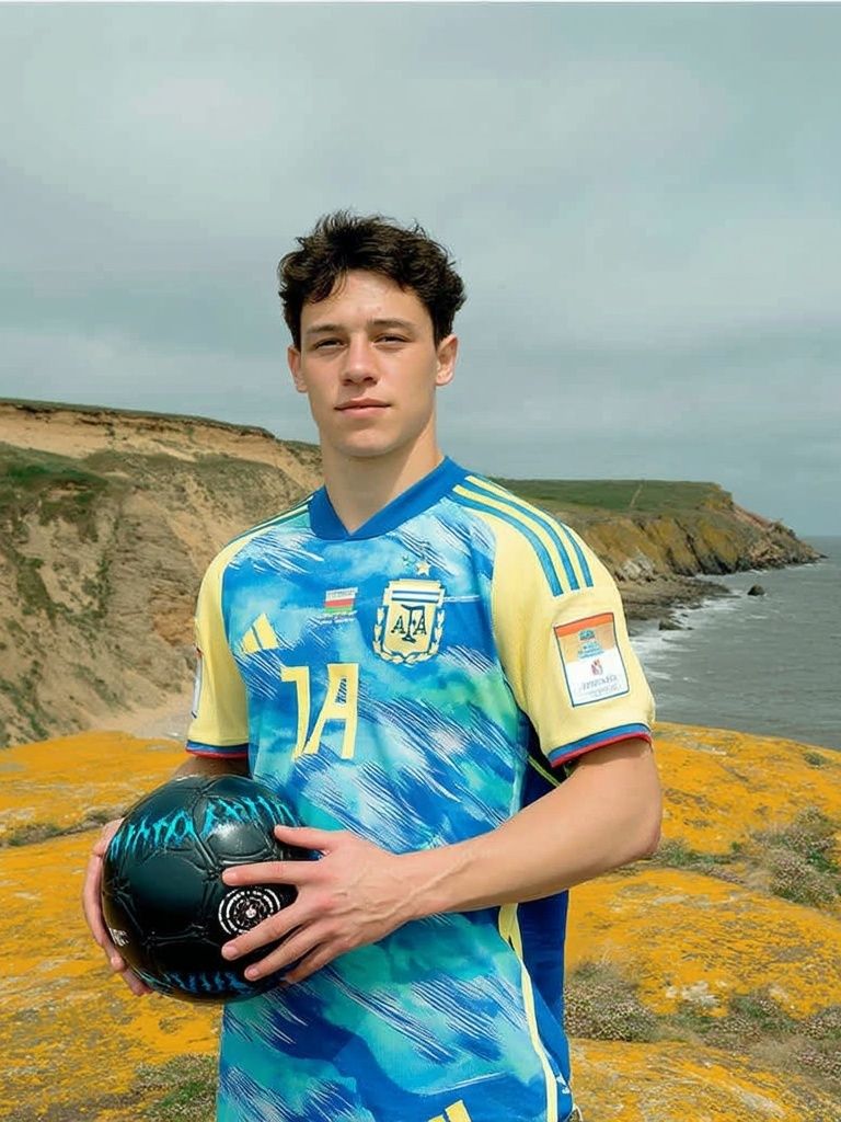 Soccer Player by the Cliffs Photography Poster. poster detail