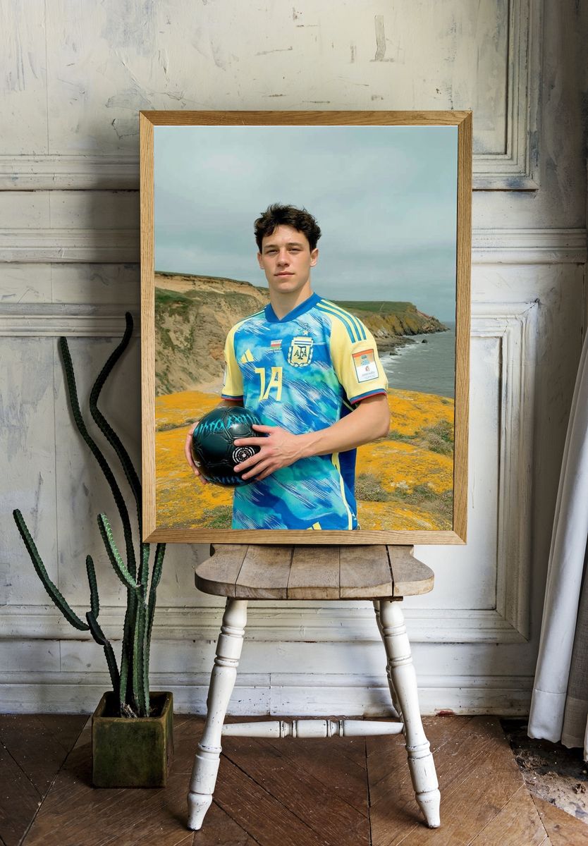 Soccer Player by the Cliffs Photography Poster. — room view 1