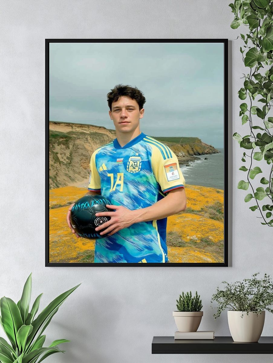 Soccer Player by the Cliffs Photography Poster. — room view 4