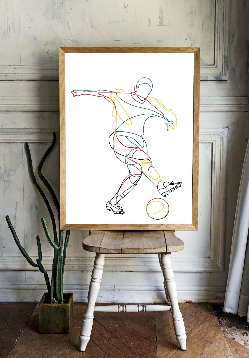 Football Player Line Art Poster. room preview