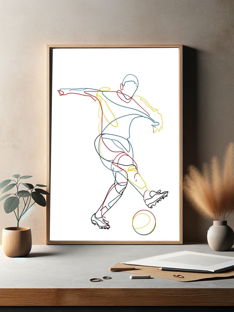 Football Player Line Art Poster. — room view 2