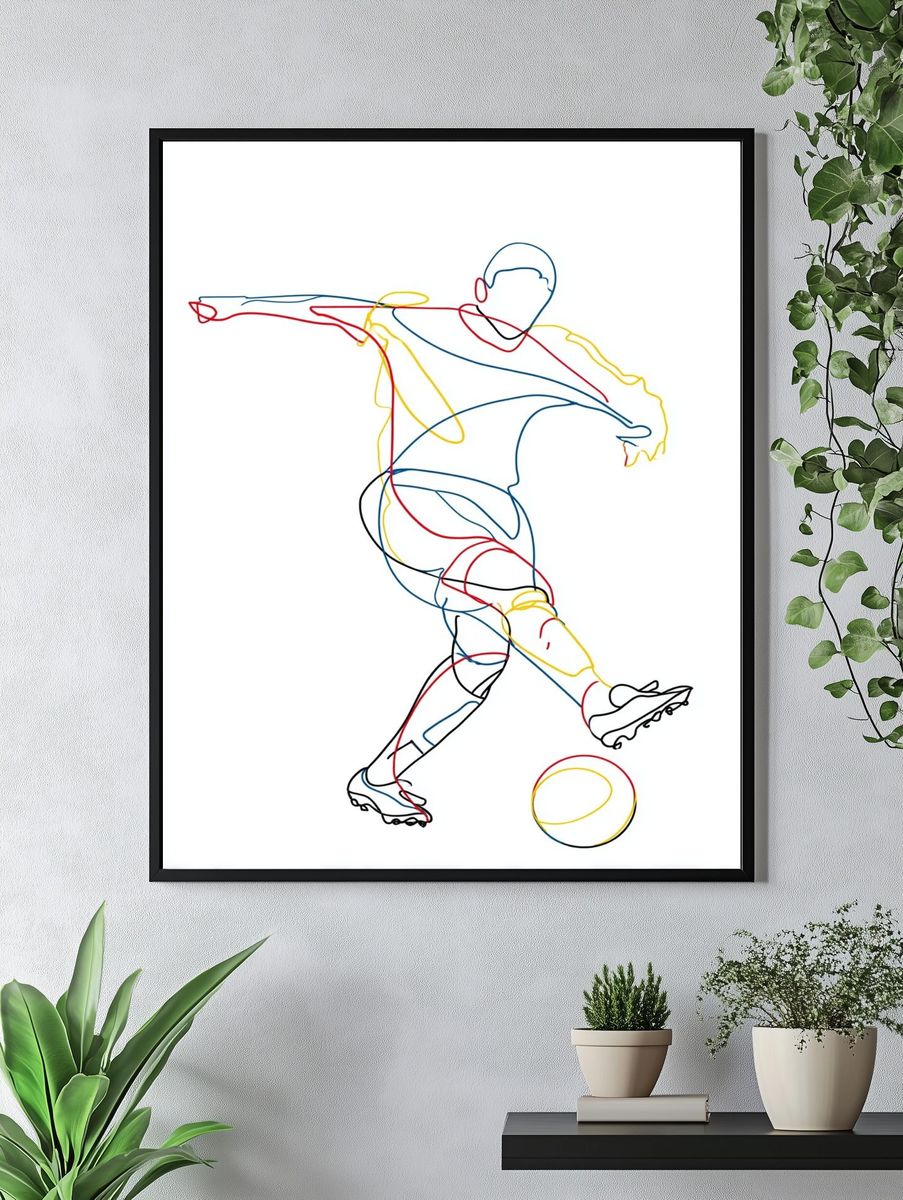 Football Player Line Art Poster. — room view 4