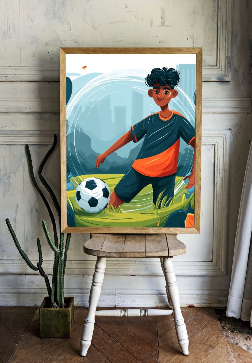 Soccer Player Illustration Poster. room preview