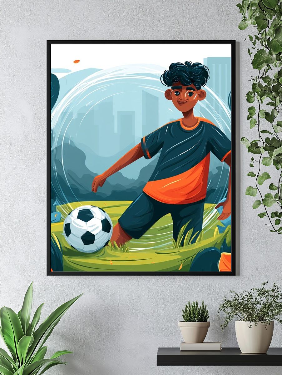 Soccer Player Illustration Poster. — room view 4
