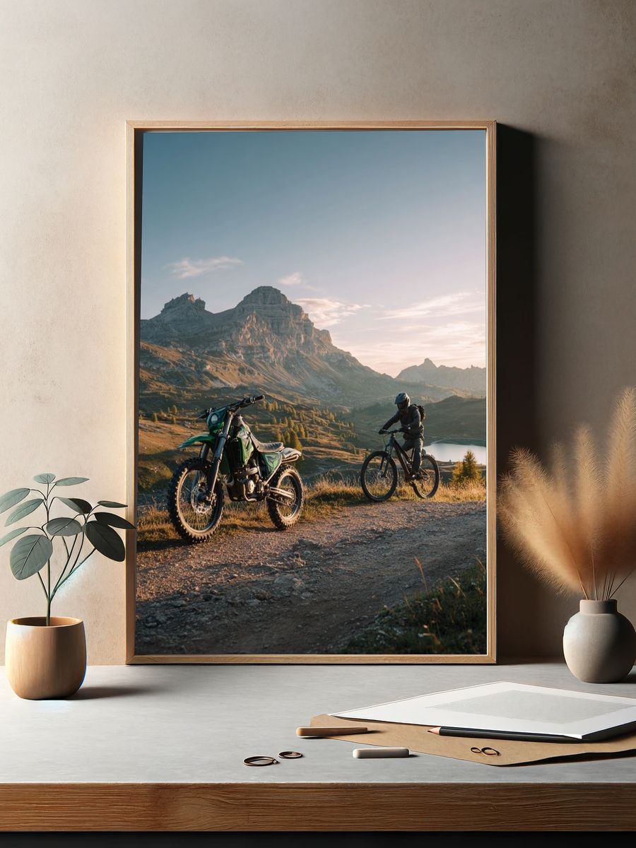 Mountain Biking at Sunrise Poster. — room view 2