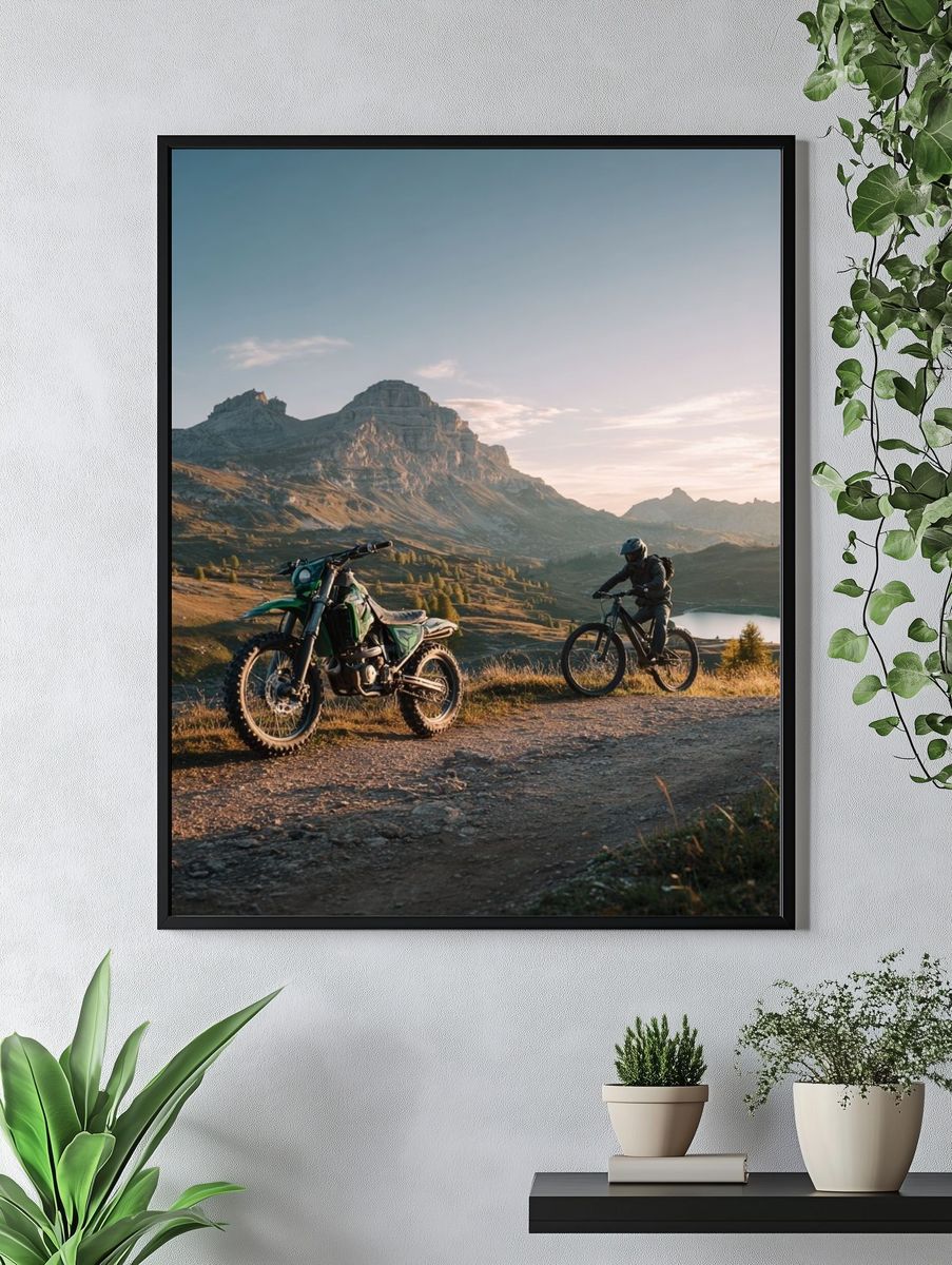 Mountain Biking at Sunrise Poster. — room view 4